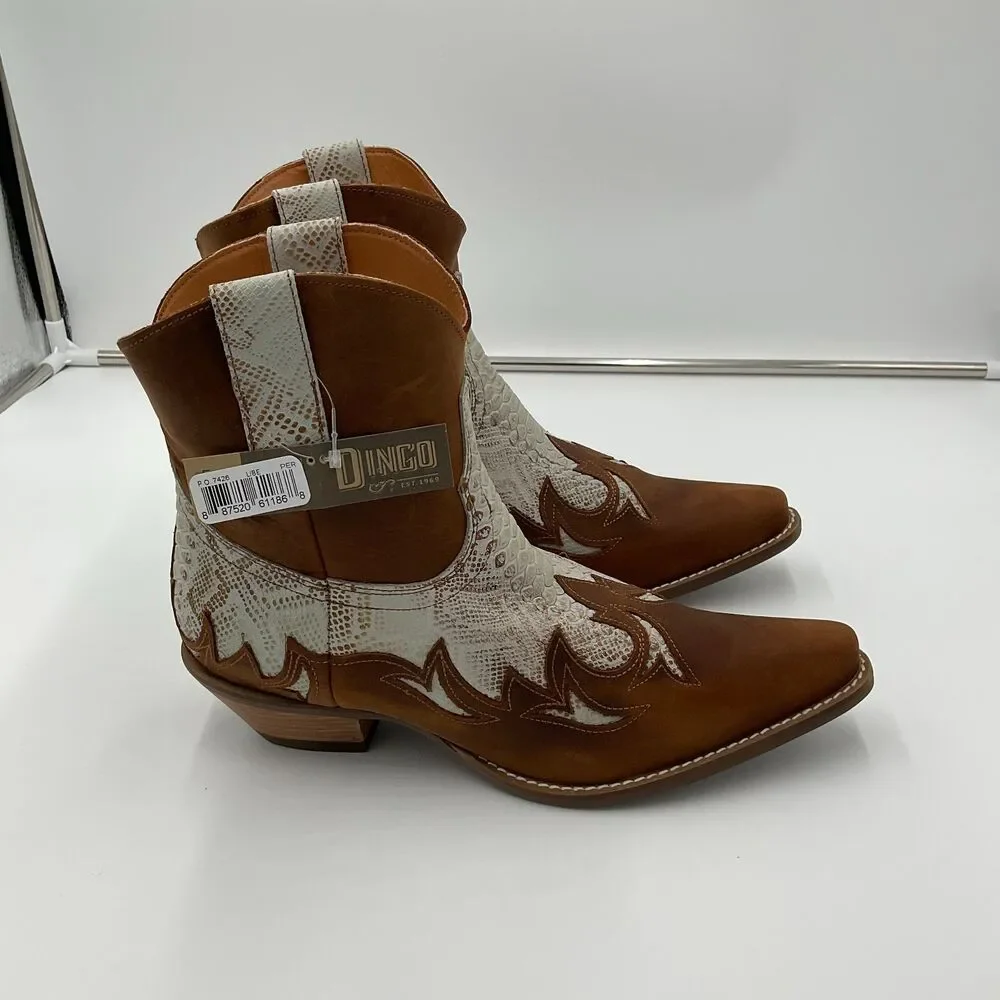 Dingo Womens Cobra Kiss Western Cowgirl Snakeskin Boots Size‎ 11 Leather Ankle